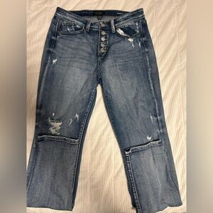 Judy Blue Boyfriend Fit Jeans Women's 9x29 Blue Stretch Distressed